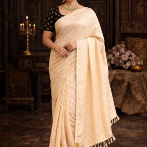CREAM FOIL SAREE