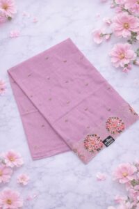 NET COTTA FLORAL THREAD WORK SAREE