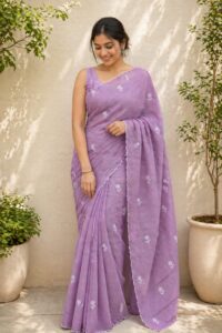 NET COTTA SAREE SUN FLOWER PRINT