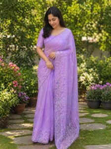 GLASS NET THREAD WORK SAREE