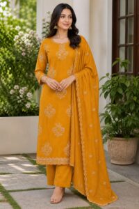 SEMI COTTON FLOWER & BEATS WORK SALWAR SET