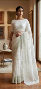 LACE GARDEN  GLASSY NET SAREE