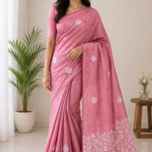 **GRACEFUL SEMI MATKA EMBROIDERY SAREE**