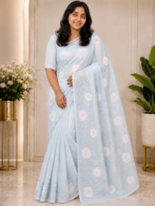 ORGANZA APPLIQUE FLORAL SAREE