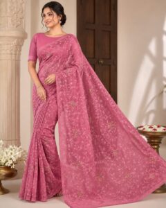 VINE ELEGANCE NET COTTA SAREE