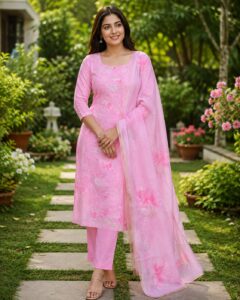 NET COTTA WITH FLORAL DESIGN SALWAR SUIT  MATERIAL