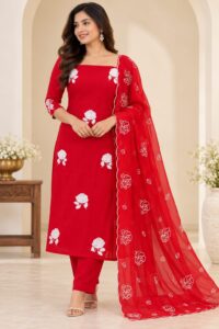 CHANDERI FLORAL EMBROIDERED SALWAR MATERIAL