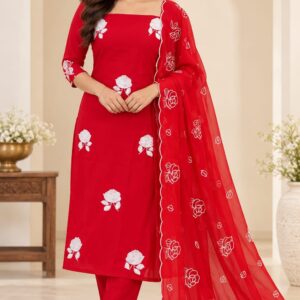 CHANDERI FLORAL EMBROIDERED SALWAR MATERIAL