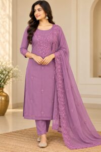 CHANDERI FLORAL SEQUENCE WORK EMBROIDERED SALWAR MATERIAL