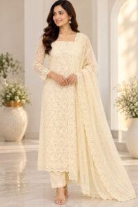 GEORGETTE CUTWORK EMBROIDERED SALWAR MATERIAL WITH DUPATTA
